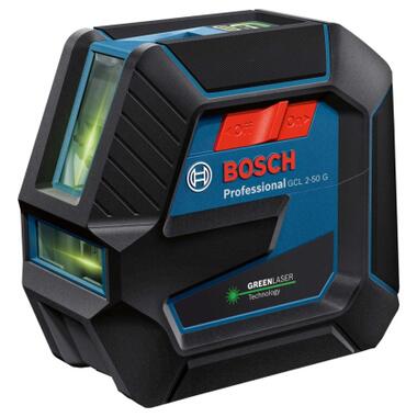 Лазерний нівелір Bosch Professional GCL 2-50 G, до 15 м, з тримачем RM 10, затискачем DK 10, мішенню, кейс (0.601.066.M02) фото №1