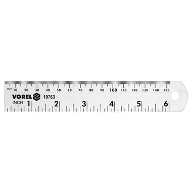 Лінійка алюмінієва VOREL, l= 150 мм, w= 28 мм з дюймовою і метричною шкалами [20/120] 19763 фото №1