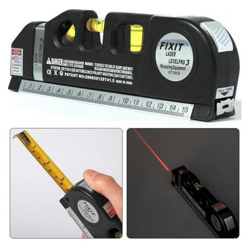 Уровень лазерный с рулеткой Fixit Laser Pro 3 нивелир 3 в 1 фото №1
