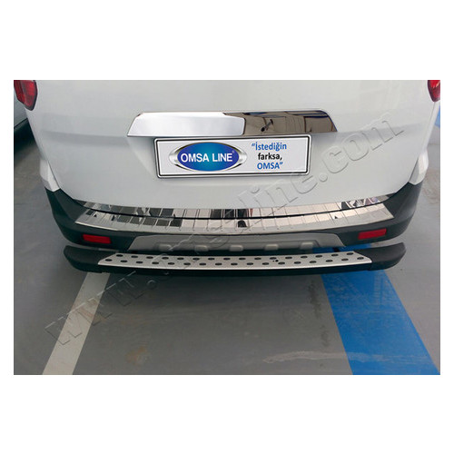 Накладка на бампер Omsaline Ford Courier (2014-) Накладка на задній бампер - Матований нерж (2625093T) фото №1
