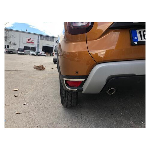Накладки на відбивачі заднього бампера Renault Duster 2018-2 шт. нерж. (2025104) фото №1