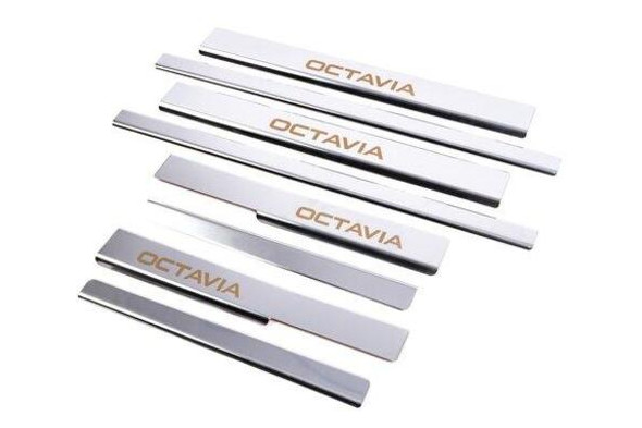Накладки на пороги Skoda Octavia A7 2013-2019 8шт. нерж. (645319334) фото №2
