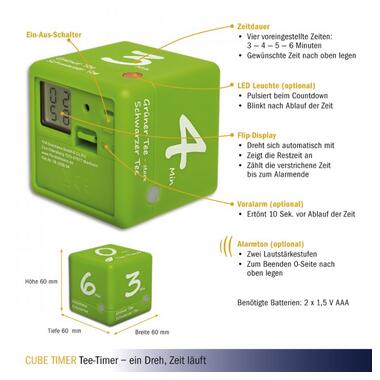 Таймер-куб для заваривания чая цифровой TFA CUBE-TIMER светло-зелный 38203504 фото №6