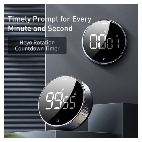 Таймер Baseus Heyo Rotation Countdown Timer магнитный черный фото №9