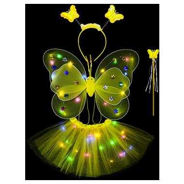 Карнавальне вбрання крила зі спідницею, що світиться, Метелик 9076 жовтий фото №1