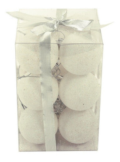 Набор шариков JUMI пластик 4 см 12 шт белый с блестками (5900410840348)