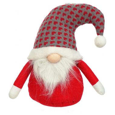 Фігурка новорічна Леприкон Jumi, текстильний, червоний з білим, 30  см 2893 Jumi Сіра шапка (5900410902893_1) фото №1