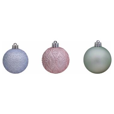 Ялинкові пластикові кульки з взерунком компл. 9 шт, 6 см, зелений,рожевий,блакитний Chomik  (5900779840638) фото №2