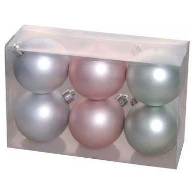 Ялинкові пластикові кульки матові компл. 6 шт,  6 см, салатовий,рожевий, блакитний Chomik (5900779840492) фото №1