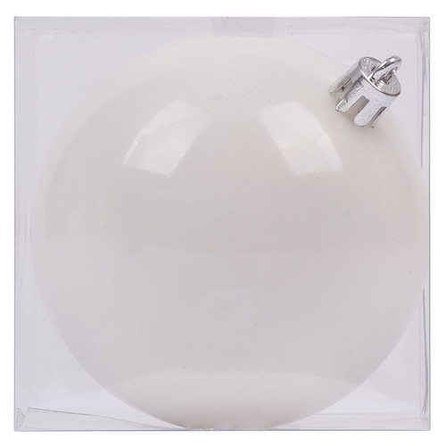 Новорічна куля Новорічка пластик, 10 см, білий, глянець (974049) фото №1