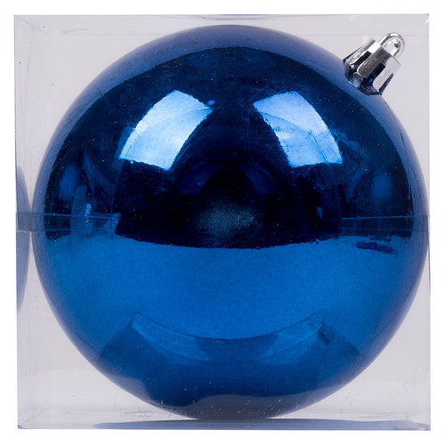 Новорічна куля Новорічка пластик, 10 см, синій, глянець (974039) фото №1