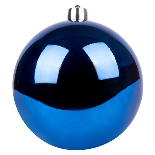 Новорічна куля Новорічка пластик, 12 см, синій, глянець (974056) фото №1