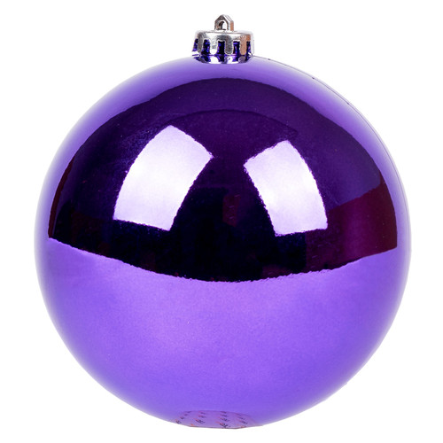 Новорічна куля Новорічка пластик, 15 см, фіолетовий, глянець (974064) фото №1