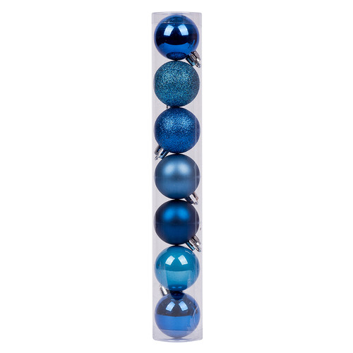 Набір новорічних куль Новорічько пластик 4 см, 7 шт/уп, синій(974016) фото №1