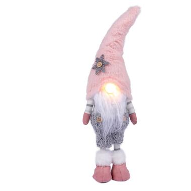 Новорічна м‘яка іграшка Novogod‘ko Гном в рожевому колпаку, 45см, LED ніс (974632) фото №1