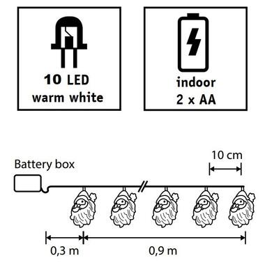 Гірлянда-струна Санта, Luca, 1,2 м, 10 LED теплий білий, 2АА батар. Luca  (8720362642305) фото №3