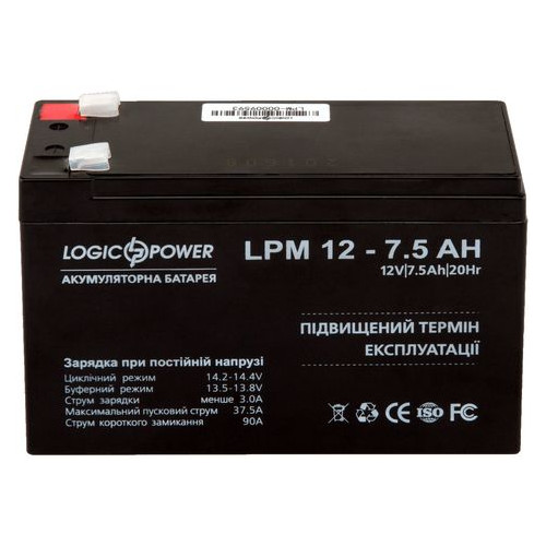 Акумуляторна батарея LogicPower 12V 7.5AH AGM (LPM 12 - 7.5AH) фото №2