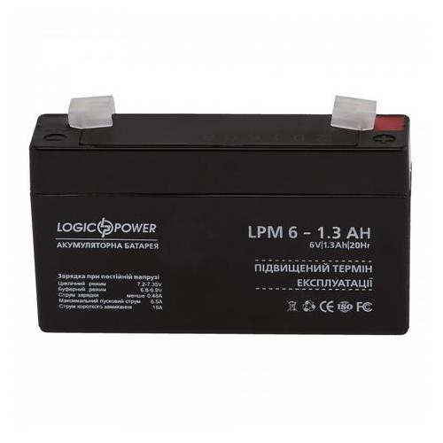 Акумуляторна батарея LogicPower LPM 6V 1.3AH AGM (LPM 6 – 1.3 AH) фото №1