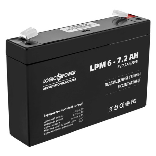 Акумуляторна батарея LogicPower LPM 6V 7.2AH AGM (LPM 6 – 7.2 AH) фото №2