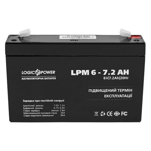 Акумуляторна батарея LogicPower LPM 6V 7.2AH AGM (LPM 6 – 7.2 AH) фото №1