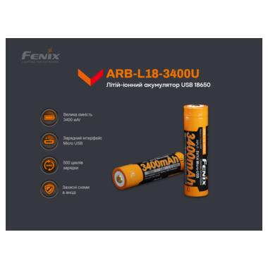 Акумулятор 18650 Fenix (3400 mAh) micro usb зарядка фото №9