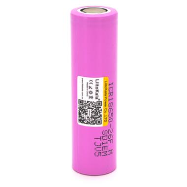 Акумулятор 18650 Li-Ion 2600mah (2450-2650mah), 3.7V (2.75-4.2V), pink, PVC BOX Liitokala (Lii-26FM) фото №1