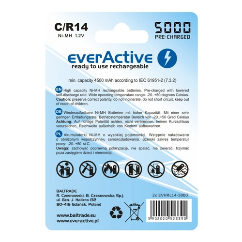 Акумулятор everActive 2xEVHRL14-5000 блістер 2шт фото №2