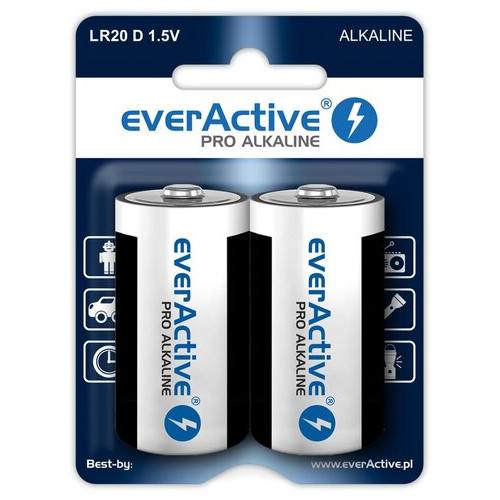 Батарейка лужна everActive Pro EVLR20-PRO, D/LR20, блістер 2шт фото №1