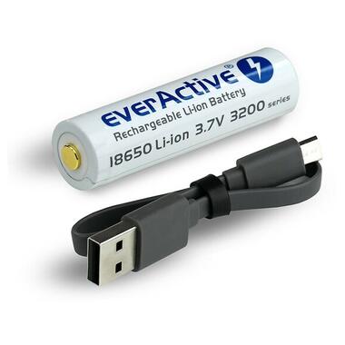 Акумулятор EverActive 3200мАг 7А MicroUSB (з захистом) Li-Ion 18650 (EACT-USB18650-3200P) фото №1