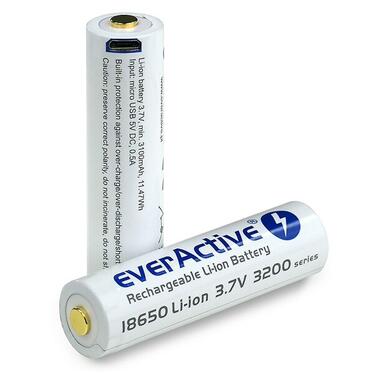 Акумулятор EverActive 3200мАг 7А MicroUSB (з захистом) Li-Ion 18650 (EACT-USB18650-3200P) фото №2