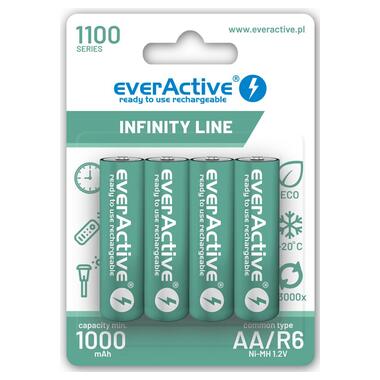 Акумулятор everActive Infinity Line EVHRL6-1100, AA/(HR6), 1100mAh, LSD Ni-MH, блістер 4шт фото №1