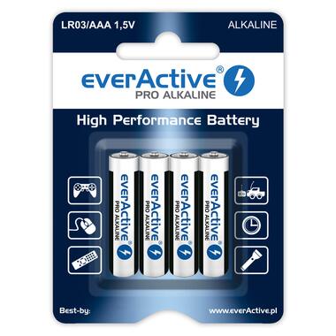 Батарейка лужна everActive Pro EVLR03-PRO, AAA/LR03, блістер 4шт фото №1
