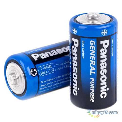 Батарейка Panasonic Загального призначення R14 Лоток 2 Цинк-Карбон фото №1