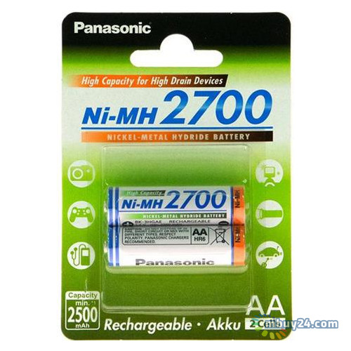 Аккумулятор Panasonic High Capacity AA 2700 mAh * 2 (BK-3HGAE/2BE) фото №1