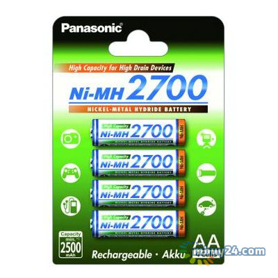 Аккумулятор Panasonic High Capacity AA 2700 mAh 4BP NI-MH (BK-3HGAE/4BE) фото №1