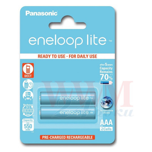 Panasonic Eneloop Lite AAA 550mAh NI-MH x 2 (BK-4LCCE/2BE) фото №3
