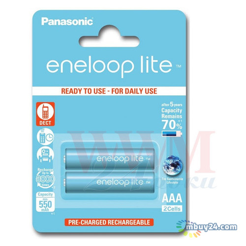 Panasonic Eneloop Lite AAA 550mAh NI-MH x 2 (BK-4LCCE/2BE) фото №2