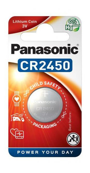 Літієва батарея Panasonic Lithium Coin CR2450, 3V, блістер 1шт фото №1