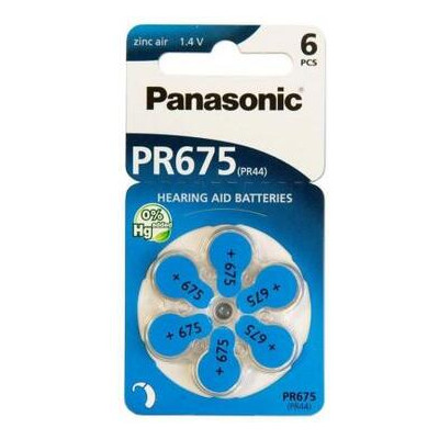 Батарейка Panasonic PR44 / PR675 (1.4V) 6 шт (PR-675H/6LB) фото №1