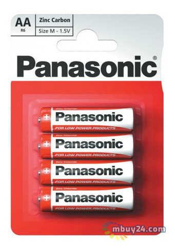 Батарейка Panasonic AA RED ZINK R6 BLI 4 ZINK-CARBON R6REL/4BPR, Блістер 4шт (BATT-PAN-R6REL-4BPR) фото №1