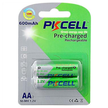 Акумулятор AA 600mAh, 1.2V Ni-MH, rechargeable battery, PKCELL, 2pcs/card (AA600-2B) фото №1