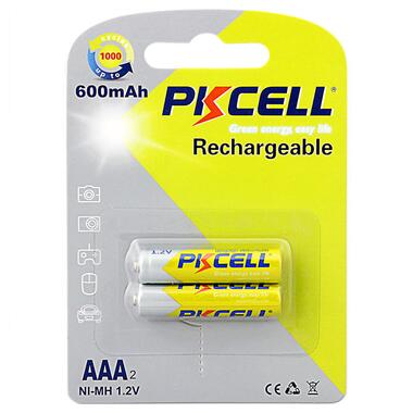 Акумулятор AAA 600mAh, 1.2V Ni-MH, rechargeable battery, PKCELL, 2pcs/card (AAA600-2B) фото №1