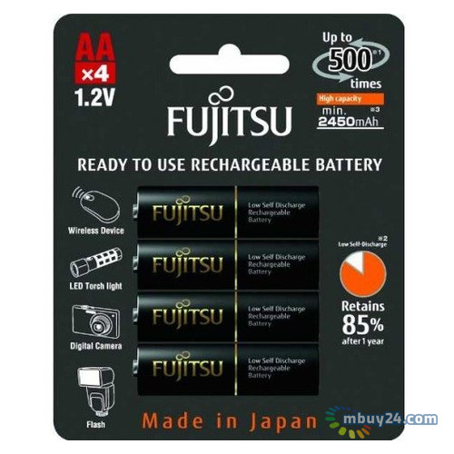 Аккумуляторы PowerPlant Fujitsu AA 2450 mAh Ni-MH (HR-3UTHC) 4 шт фото №1