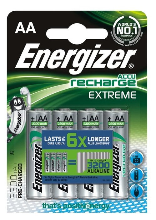 Акумулятор Energizer Recharge Extreme, AA/(HR6), 2300mAh, LSD Ni-MH, блістер 4шт фото №1