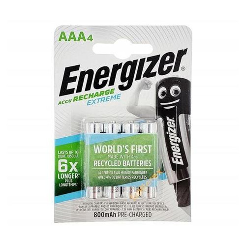 Акумулятор Energizer Recharge Extreme AAA/HR03 LSD Ni-MH 800 mAh BL 4шт фото №1