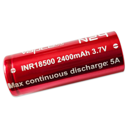Акумулятор 18500 літій-іонний (Li-Ion) Vapcell INR18500 N24, 2400mAh, 5A, 4.2/3.6/2.5V, Red фото №2
