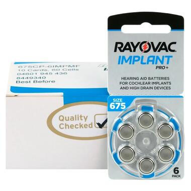 Батарейка Rayovac Implant PRO+ 675 (675AUX-6XEMF), 1.45V, блістер 6шт фото №2