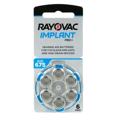 Батарейка Rayovac Implant PRO+ 675 (675AUX-6XEMF), 1.45V, блістер 6шт, UK фото №1