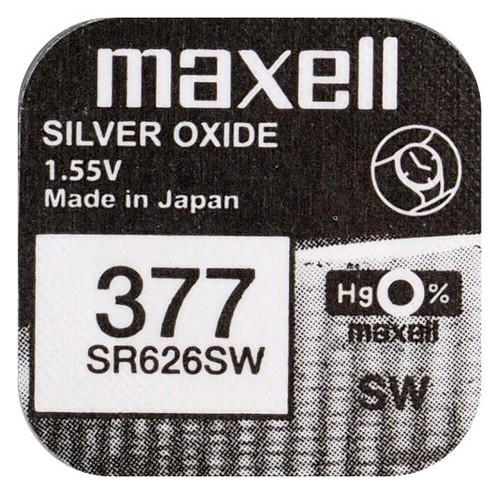 Батарейка срібно-цинкова Maxell 377 SR626SW (AG4, 376), 1.55V, блістер фото №2
