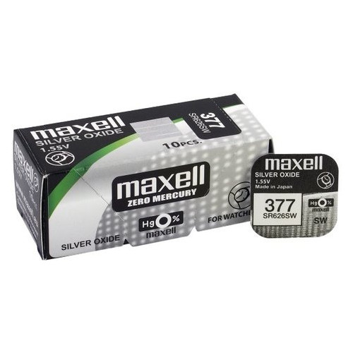 Батарейка срібно-цинкова Maxell 377 SR626SW (AG4, 376), 1.55V, блістер фото №1